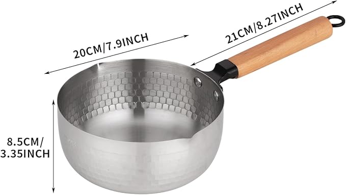 Yukihira Saucepan,Yukihira Pot, 2.2 Quart Stainless Steel Saucepan Pan Japanese Milk Pot with Wood Handle