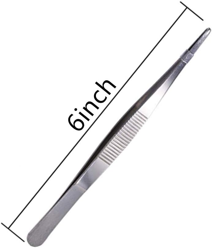 Aniso Long Tweezers - Precision Serrated Kitchen Tongs, Barbecue & Cooking Tweezers (6 Inches)