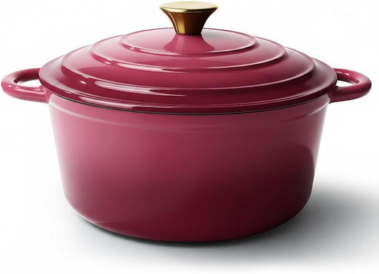 4.5 Quart Dutch Oven Pot with Lid, Non Stick Enameled Cast Iron Dutch Oven for Bread Baking, Heavy-Duty, Oven Safe Ceramic Cookware Up to 500°F for Baking, Braising, Stews, Roasting, Rose