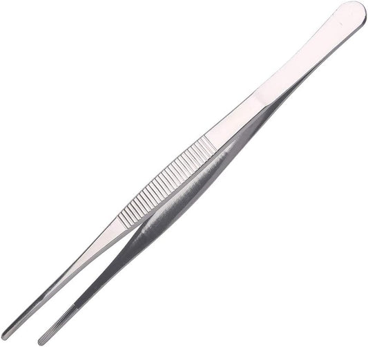 Aniso Long Tweezers - Precision Serrated Kitchen Tongs for Barbecue & Cooking (12 inches)