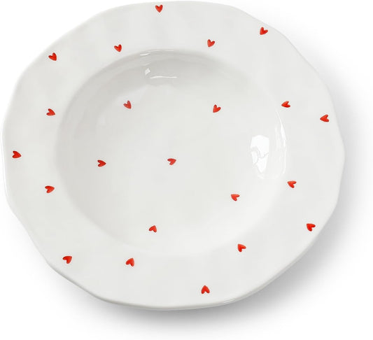 Koythin Ceramic Straw Hat Ramen Bowl Set, Pasta Bowls, Salad Serving Bowl for Noodle, Dinner, Salad, Microwave Dishwasher Safe (Little Love)