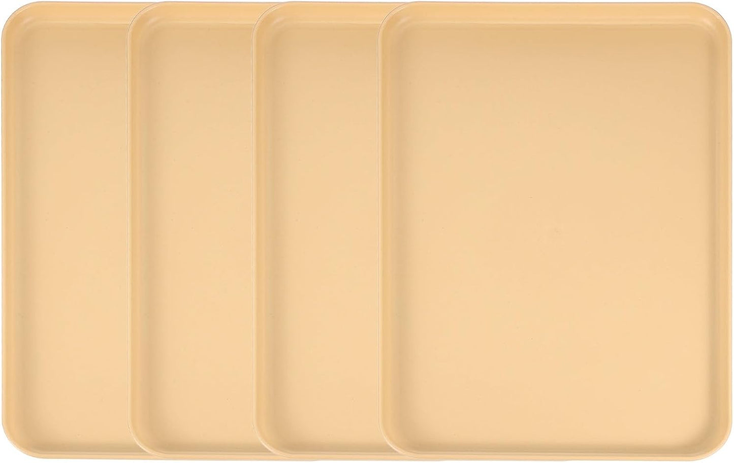 uxcell 4Pcs Plastic Serving Trays, 15 x 10.6 Inch Rectangle Food Trays Serving Cafeteria for Kitchen Restaurant Coffee Fruit Burger Lunch Dessert, Yellow