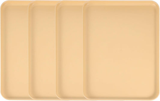 uxcell 4Pcs Plastic Serving Trays, 15 x 10.6 Inch Rectangle Food Trays Serving Cafeteria for Kitchen Restaurant Coffee Fruit Burger Lunch Dessert, Yellow