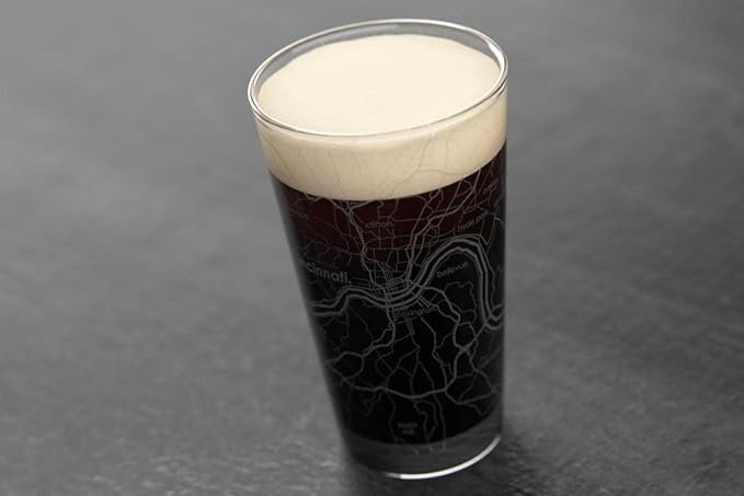 Well Told Engraved Cincinnati Ohio Map Pint Glass, Etched Beer Gift (16 oz, Clear) City Map Pint, Custom City Glassware, Gifts For Beer Lovers