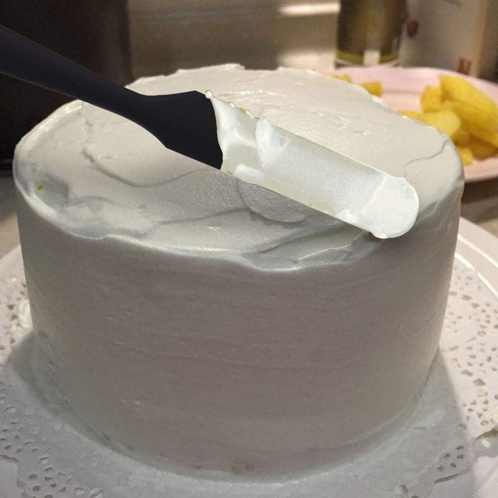 Newk Silicone Cooking Spatula Set, 6-Piece Set with One Piece Design, Nonstick Rubber Spatula Kitchen with Stainless Steel Core for Cooking, Baking, and Mixing - Black