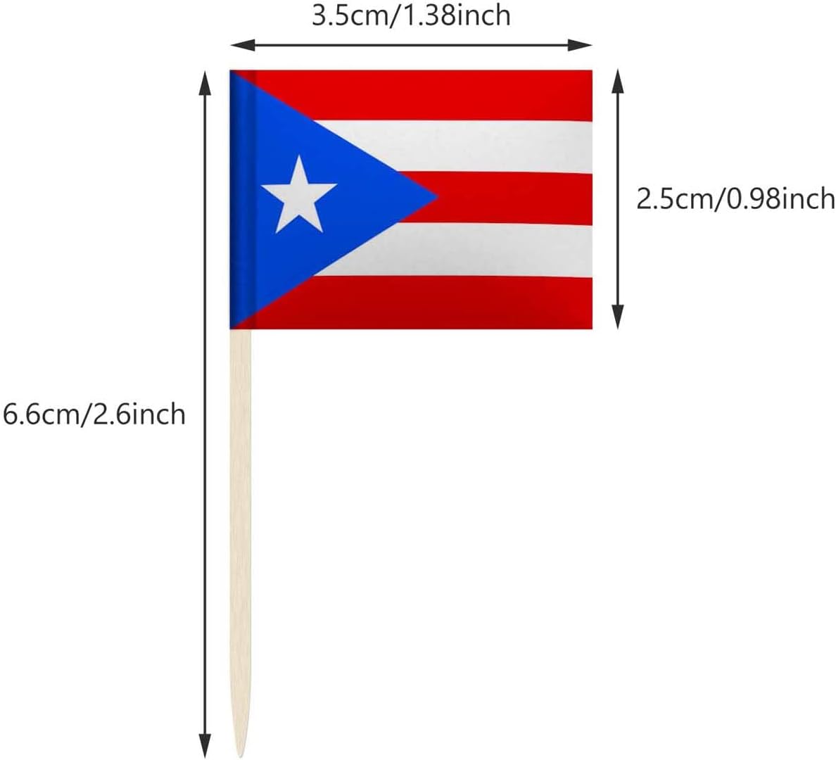 100 Pack Puerto Rico Flag Puerto Rican Toothpick Flags, Cocktail Picks Mini Stick Cupcake Toppers Country Picks Party Decoration Celebration Cocktail Food Bar Cake Flags (Puerto Rico)