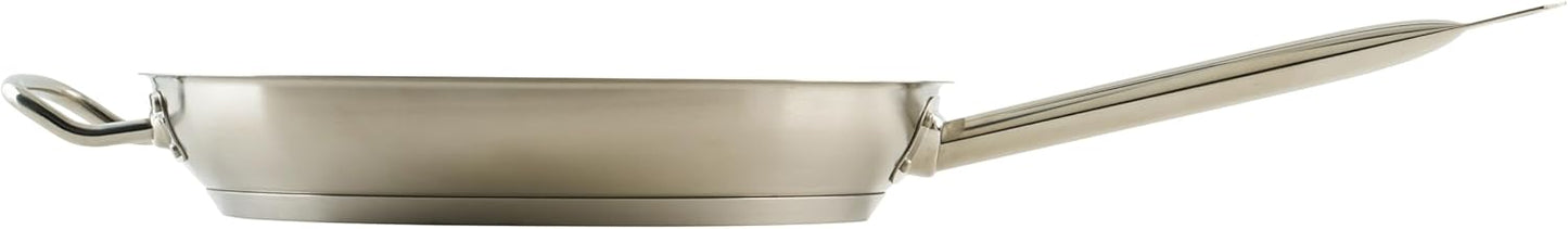 Winco Commercial-Grade Stainless Steel Fry Pan with Helper Handle, Natural Finish, 12"