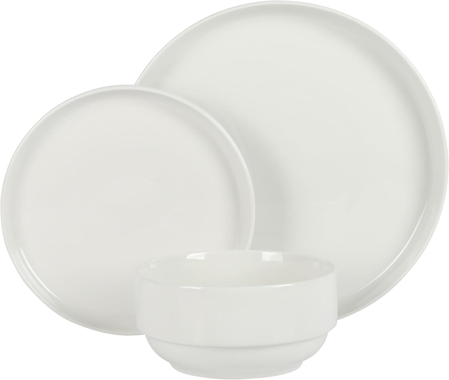 Gibson Home Rothernberg 18-Piece Stackable Porcelain Dinnerware Set, Service for 6 – White Plates and Bowls, Microwave & Dishwasher Safe