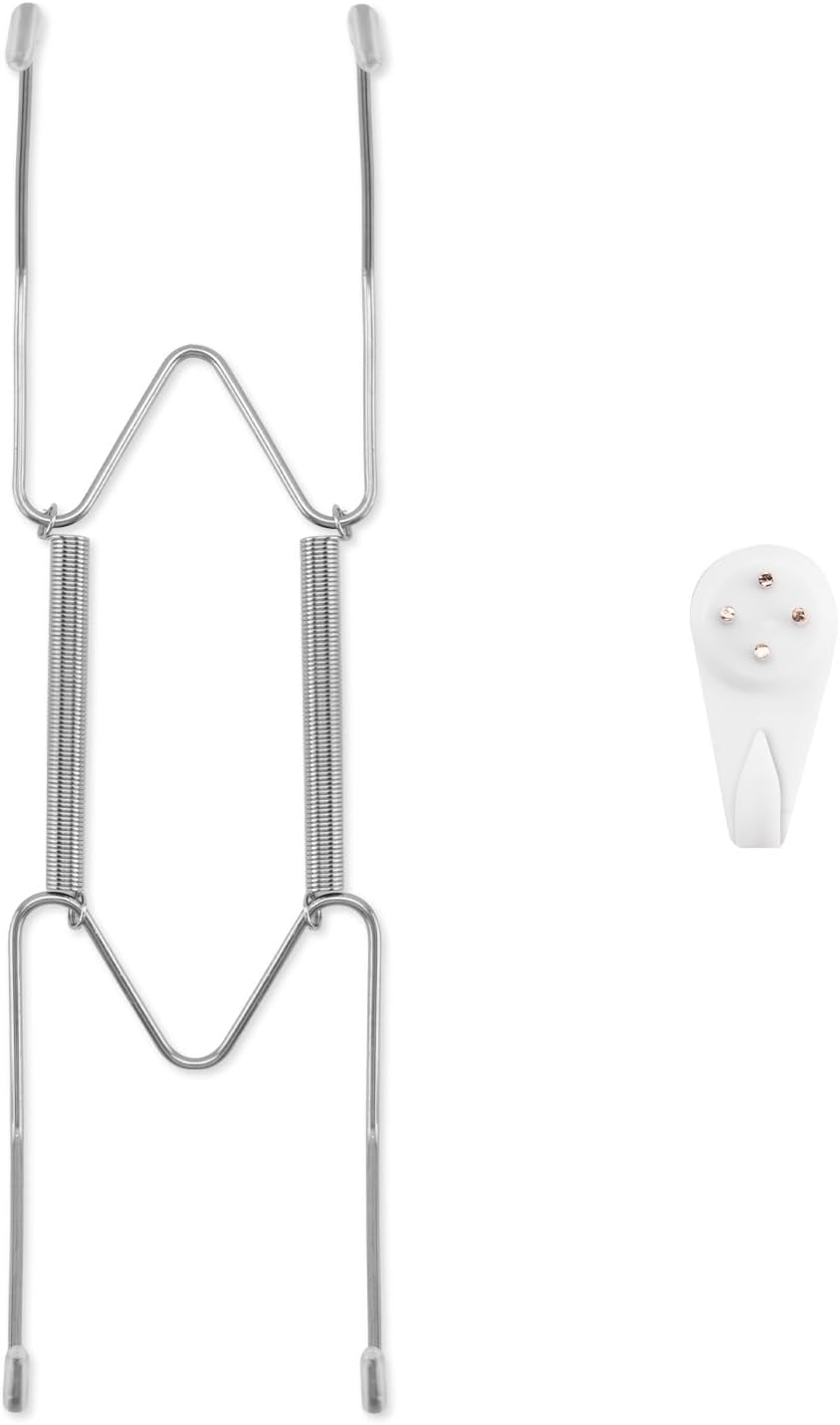 Plate Hangers for The Wall, Suitable for 8-10 inch Decorative Plate, Stainless Steel Wire Plate Holder with Wall Hooks and Rubber tip Protectors, Plate Hangers for Displaying Plates, Platter, Silver