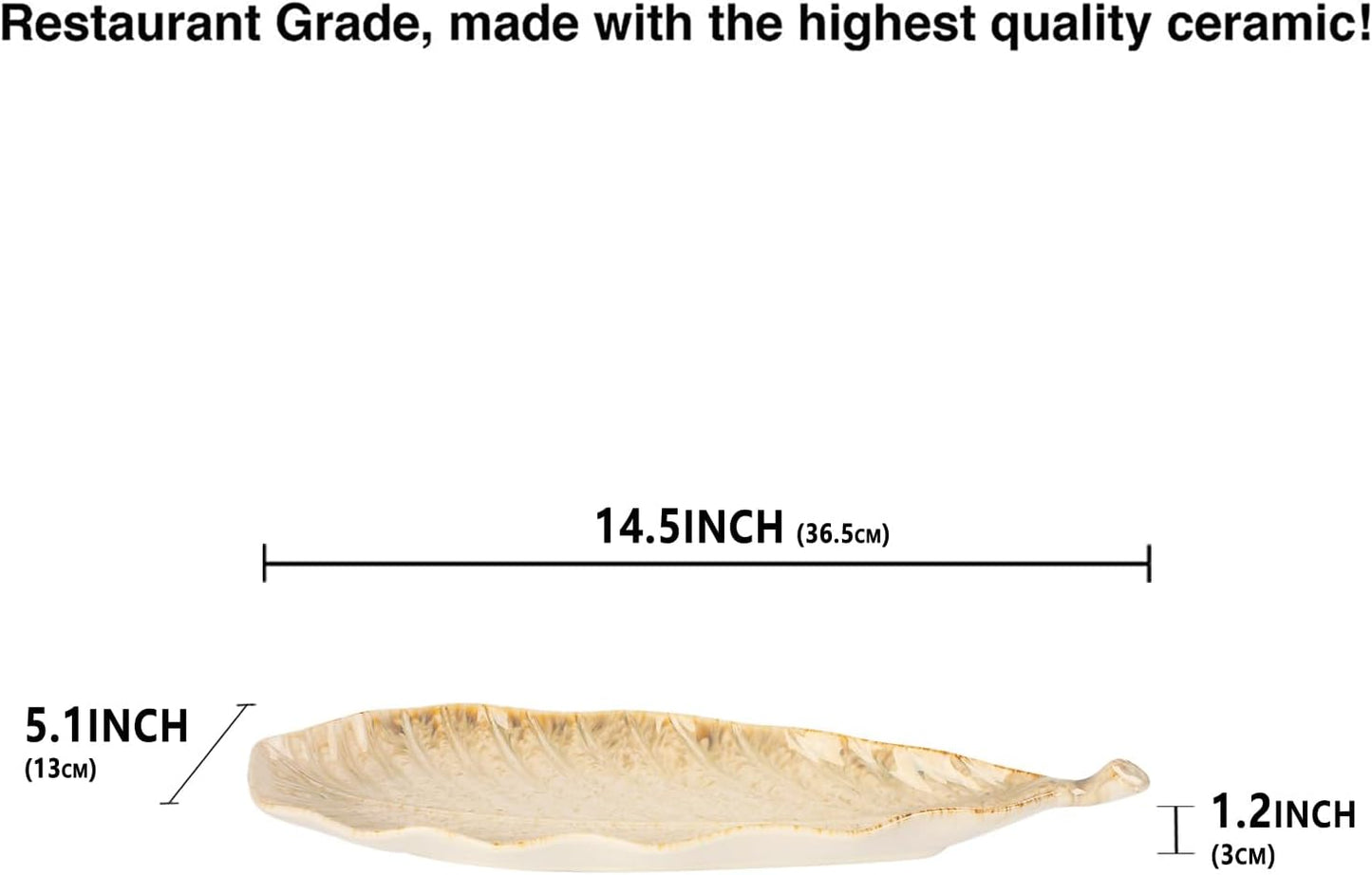 Serving Platter Olives Plate Set of 2, Large Serving Tray for Entertaining, Porcelain Trays and Platters, Salad Appetizer Tray,Dishwasher & Microwave Safe,Gradient beige 14.5 Inch