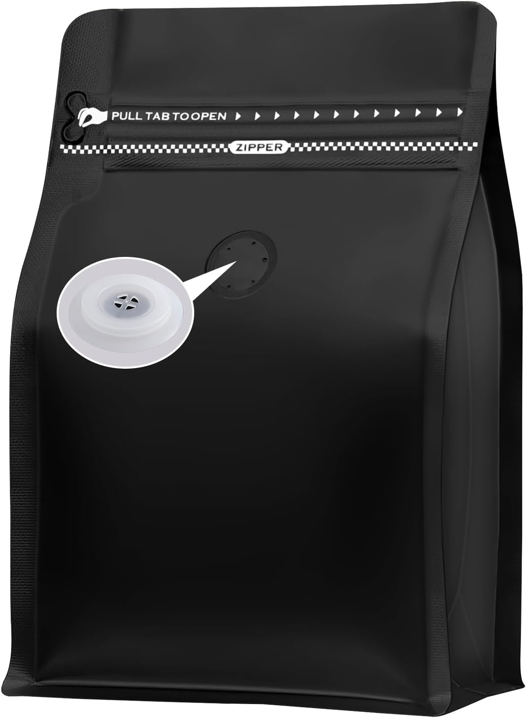 REMTAP Coffee Bags with Valve(50pcs,8 oz,1/2 lb) Black High Barrier Aluminumed Foil Flat Bottom Standing Coffee Beans Storage Bags,Reusable Heat Sealable Side Zipper Pouches for Home or Store