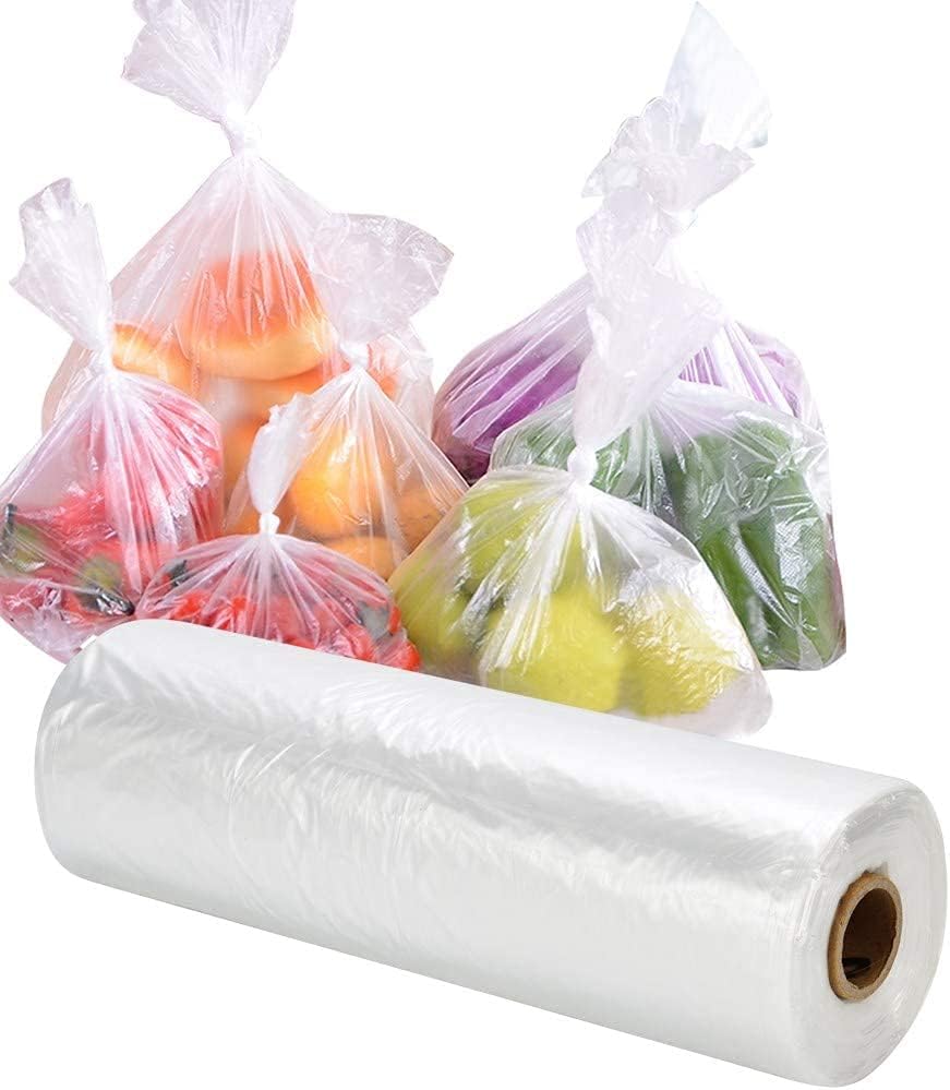 RyhamPaper Food Storage Bags, 1 Roll 14 x 20 Plastic Produce Bag on Roll Fruits, Vegetable, Bread, Food Storage Clear Bags, 350 Bags