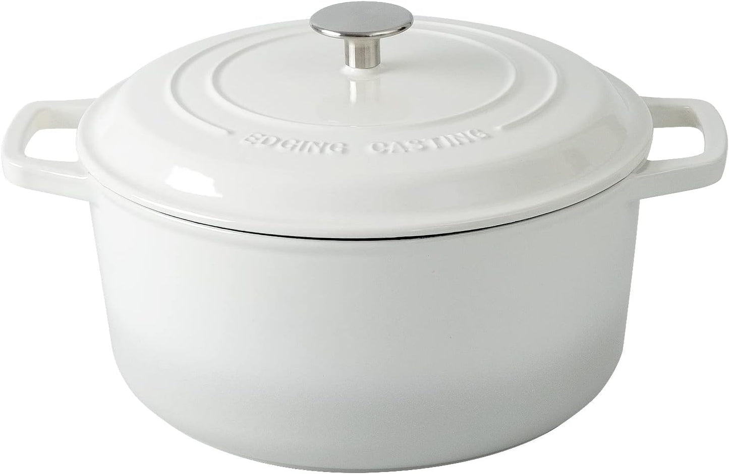 Enameled Cast Iron Dutch Oven Pot With Lid, Dutch Oven for Sourdough Bread Baking Round Pot Dule Handle, 6 Quart, White