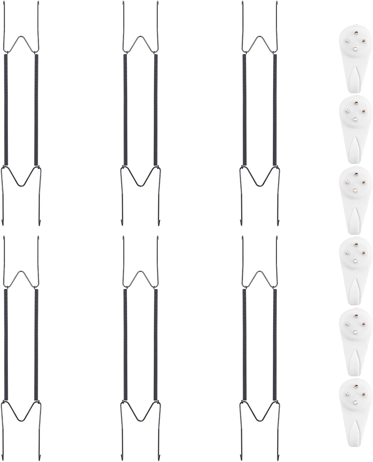 Bilillo 6 Pack Plate Hangers for The Wall, Suitable for 16''-20'' Decorative Plate,Invisible Heavy Duty Wire Plate Holder with Wall Hooks, Plate Hangers for Displaying Plates, Platter, Dish（Black）