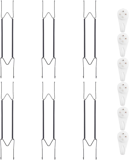 Bilillo 6 Pack Plate Hangers for The Wall, Suitable for 16''-20'' Decorative Plate,Invisible Heavy Duty Wire Plate Holder with Wall Hooks, Plate Hangers for Displaying Plates, Platter, Dish（Black）