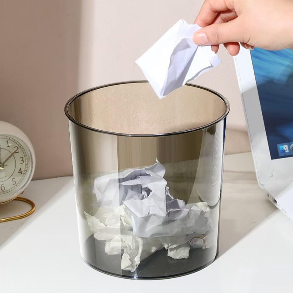 Mini Trash Can 6.5 x 5.7 x 6.1 Inch Small Trash Can Plastic Wastebasket for Bedroom Office Nightstand Kitchen Grey (S)