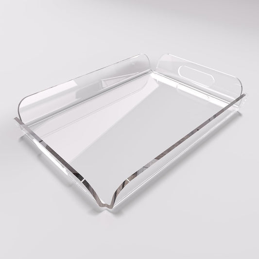 Clear Acrylic Serving Tray 15x10.2 Inches - Heat Bent Design for Coffee Table, Bakery, Vanity, and Kitchen - Durable Organizer for Food, Drinks, and Décor