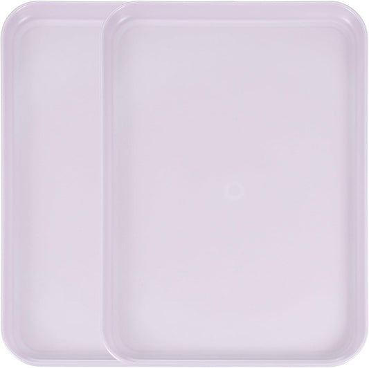 uxcell 2Pcs Plastic Serving Trays, 12.2 x 8.7 Inch Rectangle Food Trays Serving Cafeteria for Kitchen Restaurant Coffee Fruit Burger Lunch Dessert, Light Purple
