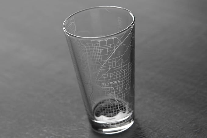 Well Told Engraved Las Vegas Nevada Map Pint Glass, Etched Beer Gift (16 oz, Clear) City Map Pint, Custom City Glassware, Gifts For Beer Lovers