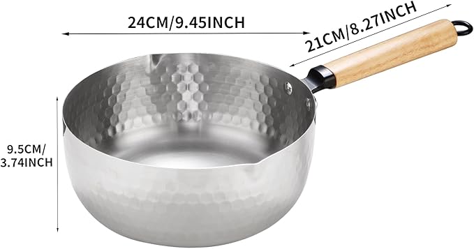 Yukihira Saucepan,Yukihira Pot, 4 Quart Stainless Steel Saucepan Pan Japanese Milk Pot with Wood Handle