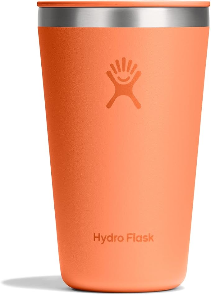 Hydro Flask All Around Tumbler Press-in Lid, Insulated Travel Mug, Stainless Steel Coffee Cup 16 Oz Nectar Orange