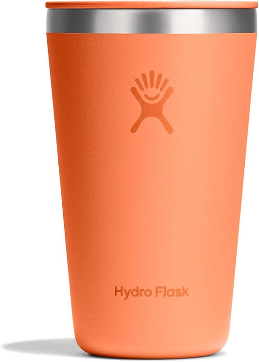 Hydro Flask All Around Tumbler Press-in Lid, Insulated Travel Mug, Stainless Steel Coffee Cup 16 Oz Nectar Orange