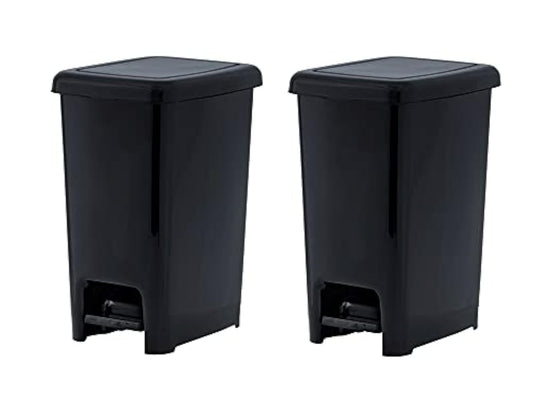 Superio Slim Trash Can with Foot Pedal – 10.5 Gallon Step-On Trash Can with Lid, Large Plastic Garbage Can, Trashcan for Bathroom, Kitchen, Office, Bedroom, Dorm Room, Patio, – Black, 2