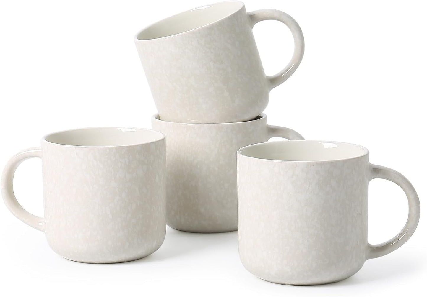 12 OZ Coffee Mugs Set of 4, Modern Ceramic Coffee Mugs Set with handle for Tea/Latte/Cappuccino/Milk/Cocoa.White.