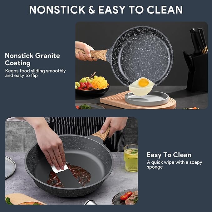 Non-stick Die-cast Deep Frying Pan Set Skillet Set Egg Omelette Pan (6)