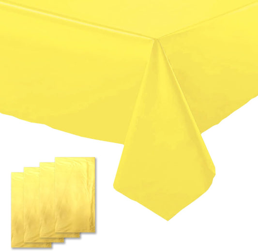 FUNTOOB Plastic Table Cloth 4 Pack Yellow Disposable Plastic Tablecloth Party Table Cover Lemons Party Table Clothes for Baby Shower Gender Reveal Birthday Party Decorations 54" X 72" (Yellow 4 Pack)