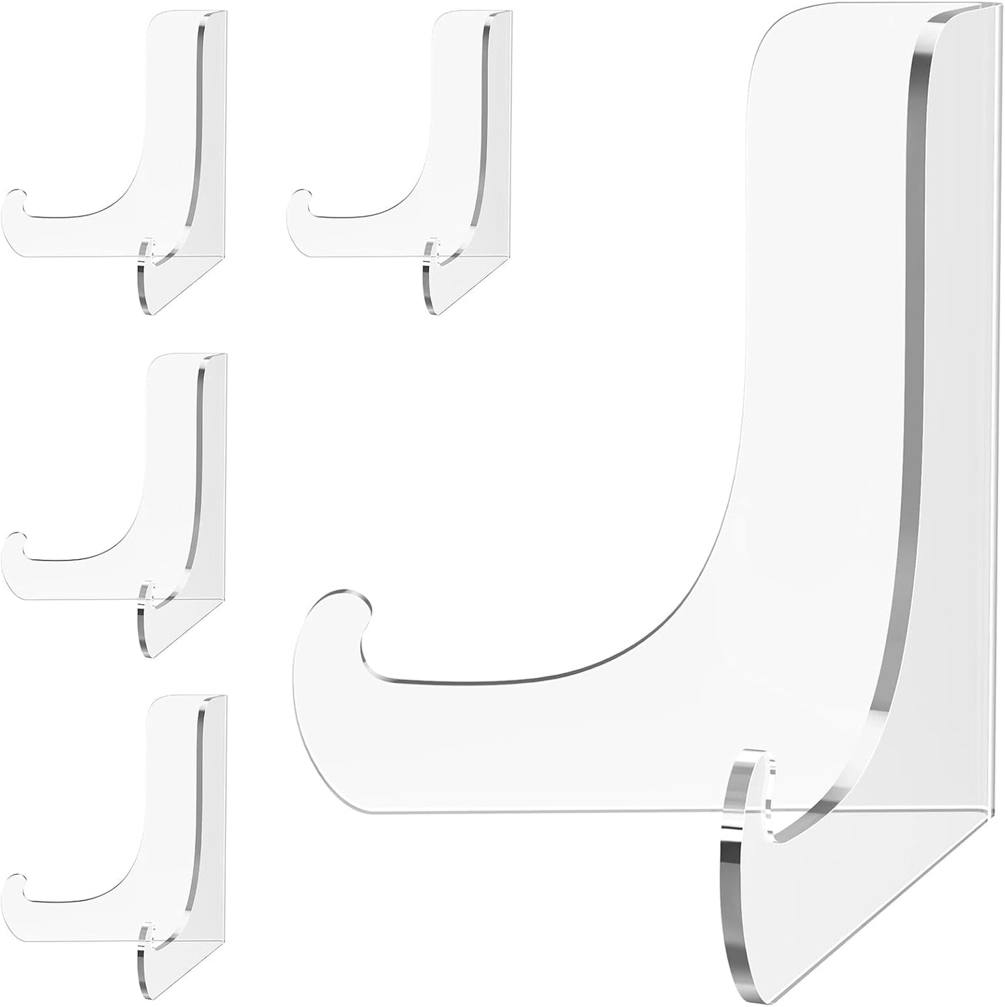 5 Pack Acrylic Display Stand, Plate Stand for Display, Clear Easel Stand, Display Holder for Card, Frame, Picture, Magazine, Book, CD, Phone (Large/ 4.5 Inch)