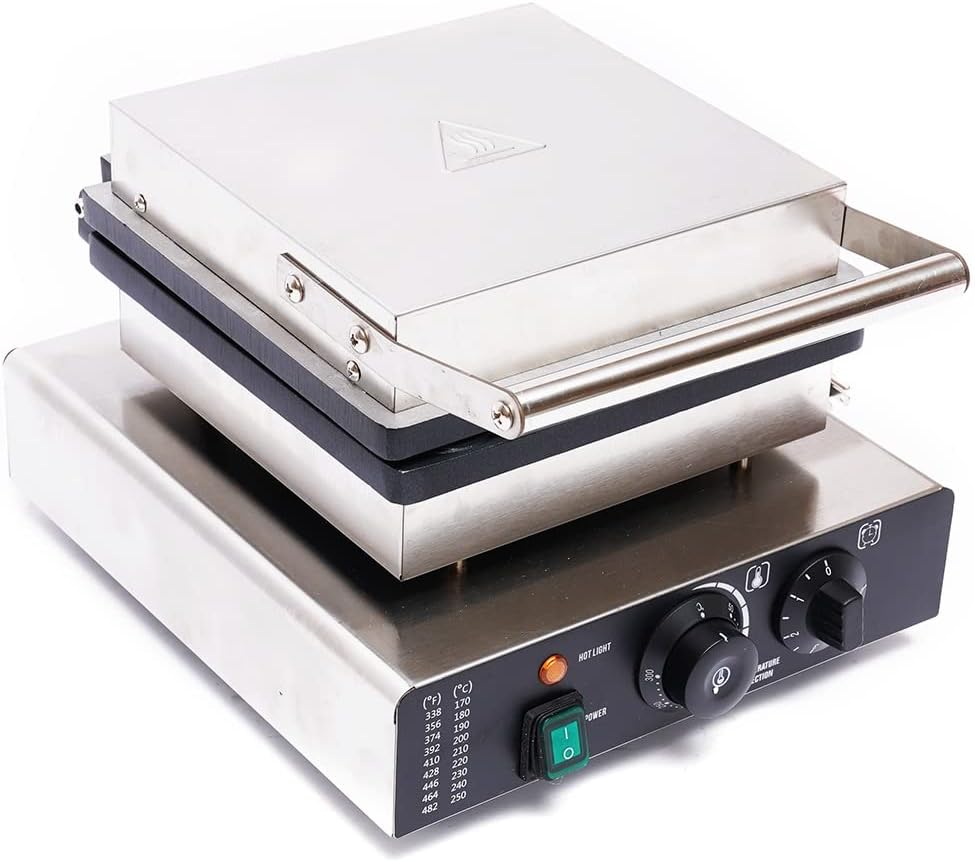 1750W Waffle Maker, Stainless Steel Mini Waffle Iron Maker Machine Waflera Electrica 16-Grid Waffle Baker Commercial with Time Temperature Control 50~300℃ for Family Gatherings, Parties