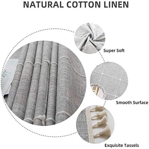 Deep Dream Tablecloths, Embroidered Waterproof Table Cloth Cotton Linen Wrinkle Free Anti-Fading Table Cover Decoration for Kitchen Dinning Party Christmas, 55 x 140 Inch - Gray