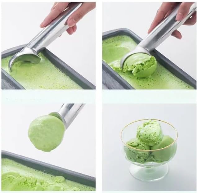 Ice Cream Scoop with Comfortable Handle - Professional Ice Cream Scooper for Gelato, Sorbet, Cookie Dough, Melon, Frozen Yogurt - Dishwasher Safe Metal Kitchen Tool