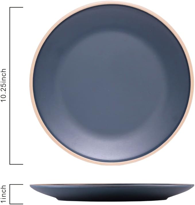 Melamine Dishes Sets of 6, Melamine Plates,10.5 Inch Dinner Plates, Outdoor Dinnerware Sets, Unbreakable, BPA Free, Dishwasher Safe, Blue