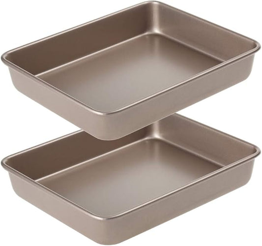 11 Inch Baking Sheets Pan Nonstick Set of 2, Walooza Cookie Sheet Replacement Toaster Oven Tray, Deep Size 2 inch Bakeware, Non Toxic & Heavy Duty & Easy Clean