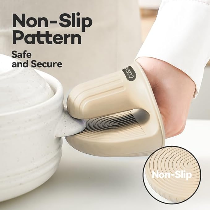 Silicone Oven Mitts Heat Resistant Mini Oven Gloves and Pot Holders Set for Kitchen Non Slip Waterproof Pinch Grips for Cooking and Baking Set of 2