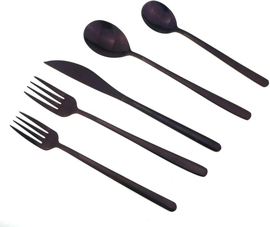 JASHII Mirror Polished Purple 20-Piece SUS304 Stainless Steel Flatware Set,Silverware Set Dinner Knife Fork Spoon Dessert Fork Salad Spoon Service for 4