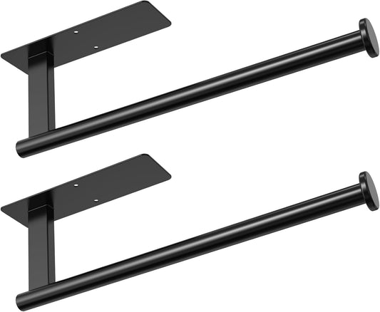 Paper Towel Holder Under Cabinet 2 Pack, Upgraded Self Adhesive Paper Towel Holder Wall Mount for Kitchen, Bathroom, RV, Bend-Resistant, Self-Adhesive or Drill mounting