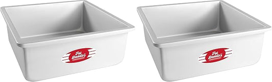 Fat Daddio's PSQ-10104 Anodized Aluminum Square Cake Pan, 10 x 4 Inch (Pack of 2)