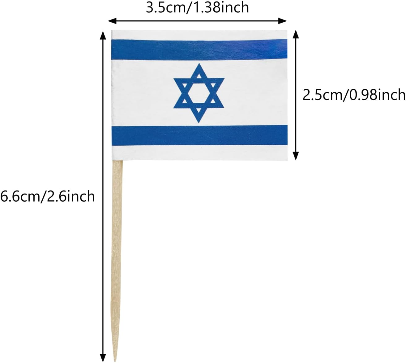 100 Pcs Israel Flag Israelis Toothpick Flags, Small Mini Stick Cupcake Toppers Israelis Flags