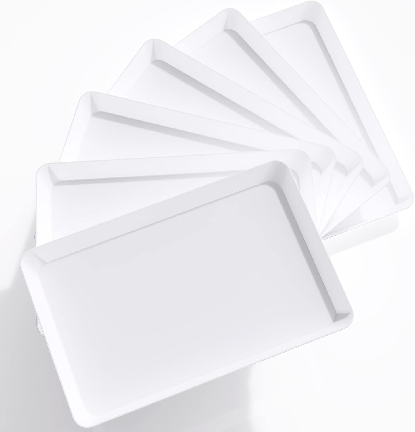 Lifewit Serving Tray Plastic for Party Supplies, 15" x 10" Platters for Serving Food, 6 pcs White Reusable Tray for Veggie, Snack, Fruit, Cookies, Desserts in Kitchen/Pantry Organization