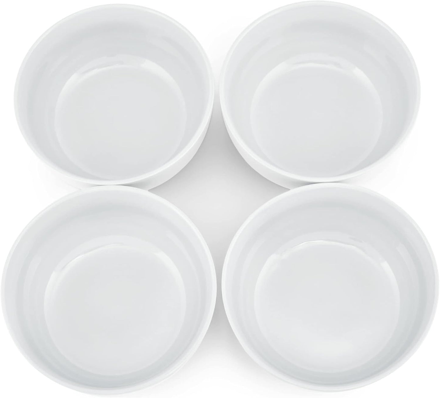 Elanze Designs Bistro Glossy Ceramic 6.5 inch Dinnerware Bowls Set of 4 - Perfect for Everyday uses from Soup, Pasta, Salad, Cereal, Ice cream, Ramen and Pho, White
