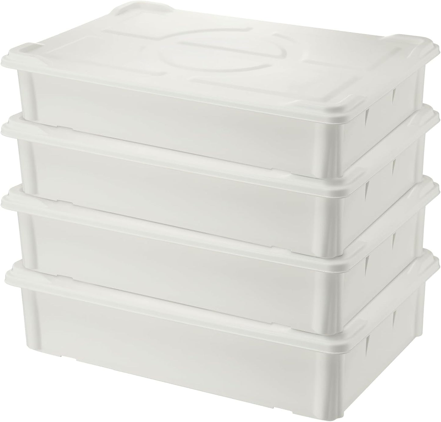 4 Packs Large Pizza Dough Proofing Box with Lids | 22.8" D x 15.5" W x 6.1" H Bread Proofing Box | Sourdough Food Storage Containers for Bakeries | Pizza Dough Proofing Container