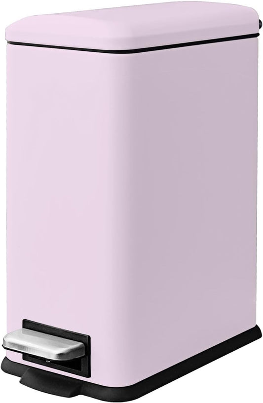 JM.YIPENG 1.3 Gallon Trash Can with Removable Inner Bucket, Pink Trash Can with Soft Close lid, Stainless Steel Step Pedal Garbage Can for Bathroom, Living Room