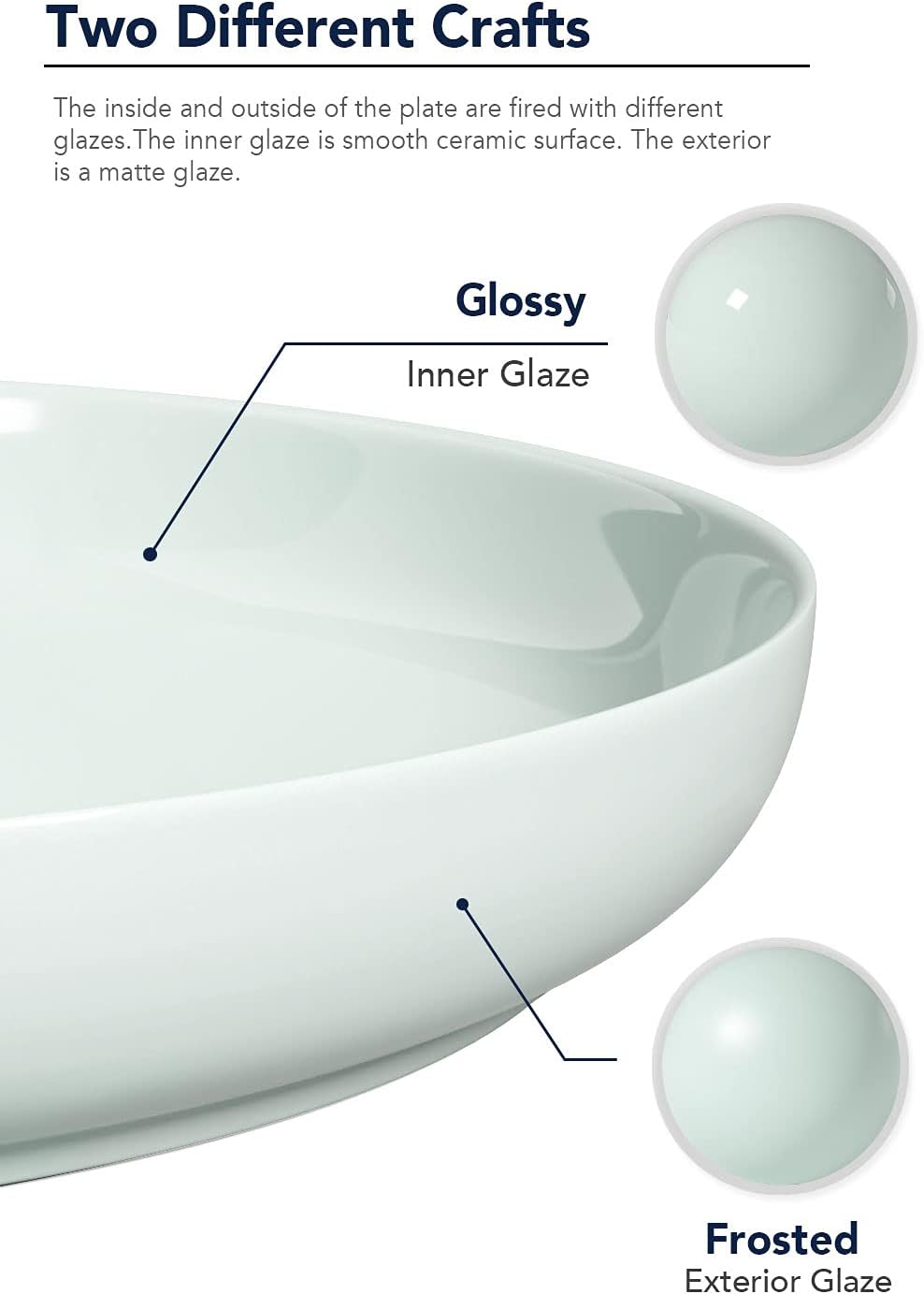 LE TAUCI Dinner Plate 9 inch, Ceramic Salad plate sets for Pasta, Risotto, Fluffiest, Pancakes, Dishwasher Microwave Oven Safe, set of 4, Sky blue