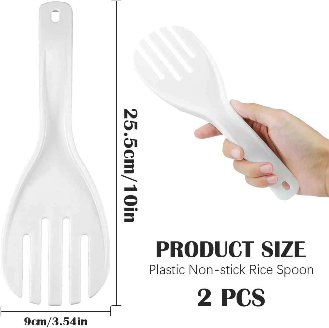 DOERDO 2Pcs Rice Paddle Plastic Non-Stick Rice Spoon Heat Resistant Scooper Spatula for Home Restaurant, White