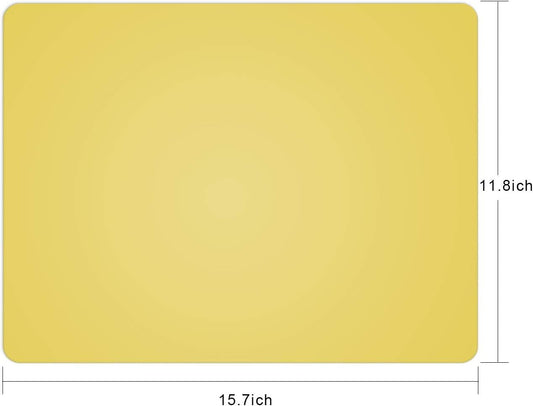 Silicone Placemats, Food-Grade Non-Slip Waterproof, Dining, Stain Resistant, Countertop Protector, Kitchen Counter Mat, Heat Resistant, Baking mat Dishwasher Safe (15.7x11.8Inch-4pack, Yellow)