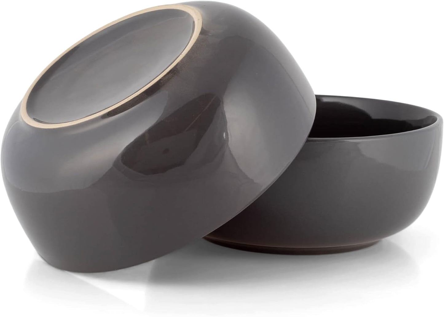 Elanze Designs Bistro Glossy Ceramic 8.5 inch Large Serving Bowls Set of 2 - Perfect for Multiple Everyday Uses: Pasta, Salad, Ramen, Soup, Popcorn, Noodles, Cereal and Mixing Bowls, Charcoal Grey