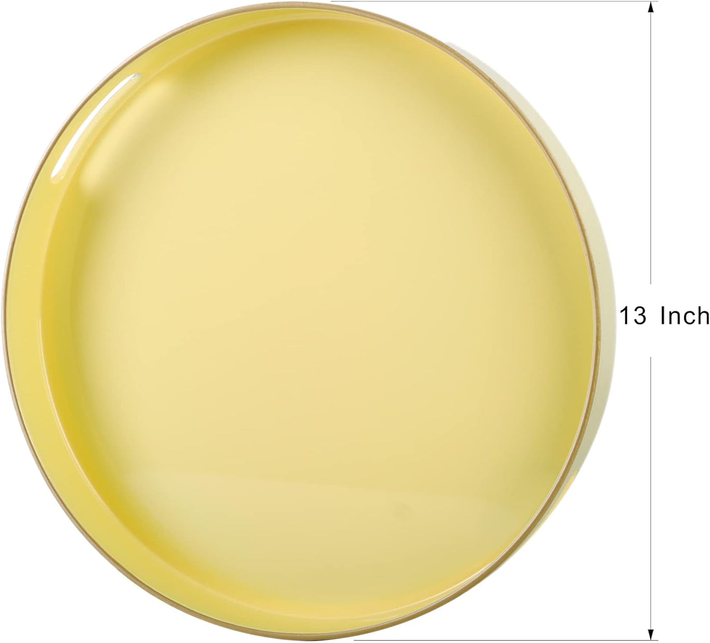 Zosenley Decorative Tray, Plastic Tray with Handles, Modern Vanity Tray and Serving Tray for Ottoman, Coffee Table, Kitchen and Bathroom, Size 13" (Light Yellow)